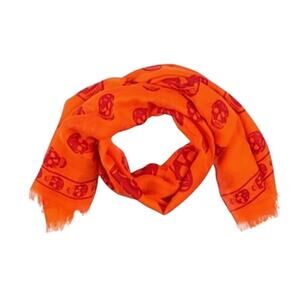 Alexander McQueen Skull Scarf Orange Red